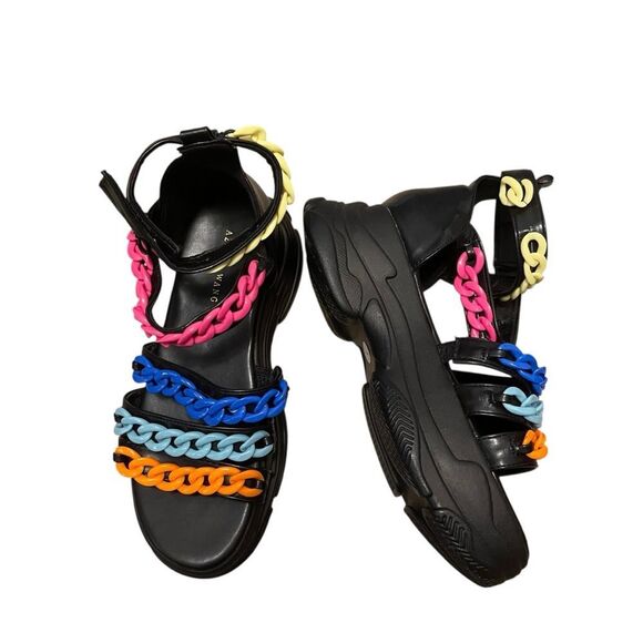 AZALEA WANG Do It Like We Do Chana Chain Platform Sandals Size 7.5 NEW - Picture 2 of 6